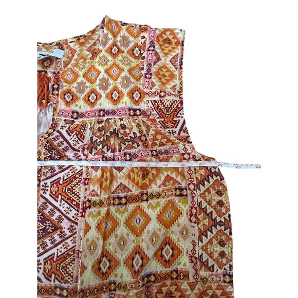 Nine West Women's Orange Printed Tassel Neck Dress Size 12-w3205 - Picture 2 of 11